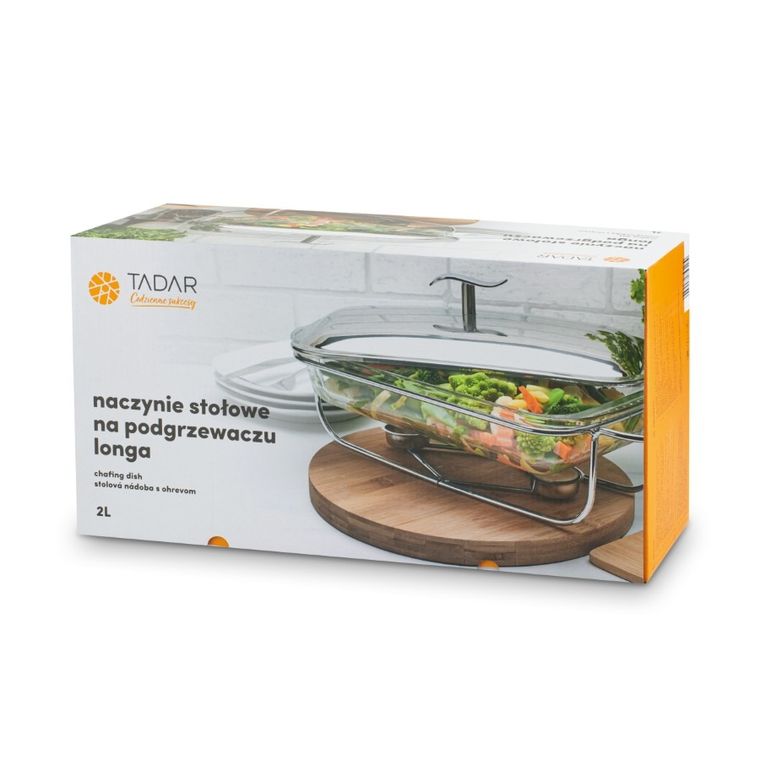 Tadar, Longa, naczynie szklane na podgrzewaczu, prostokątne, 2l