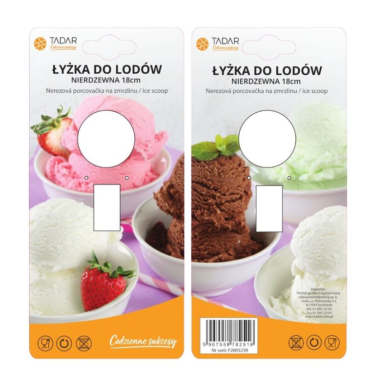 Tadar, łyżka nierdzewna do lodów, 18 cm