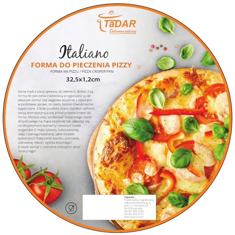 Tadar, nieprzywieralna forma do pieczenia pizzy, 32,5 cm