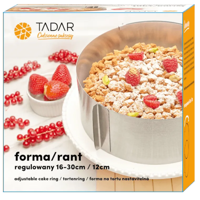 Tadar, obręcz do tortu regulowana, 16-30-12 cm