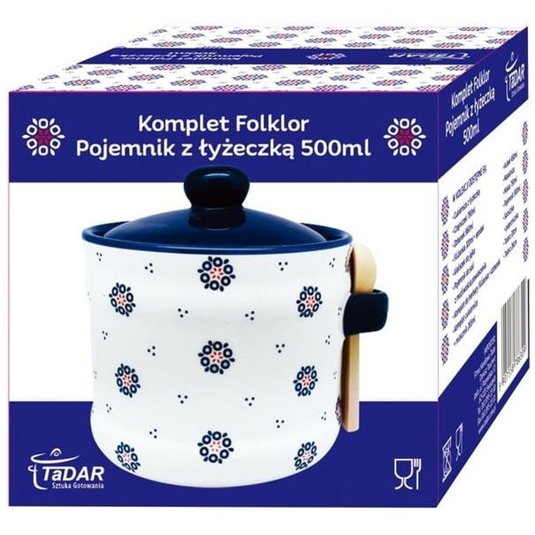 Tadar, pojemnik ceramiczny z łyżeczką, folklor