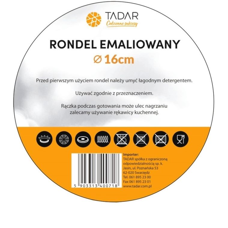 Tadar, rondel, emaliowany, 16 cm, 1.15l, lawenda