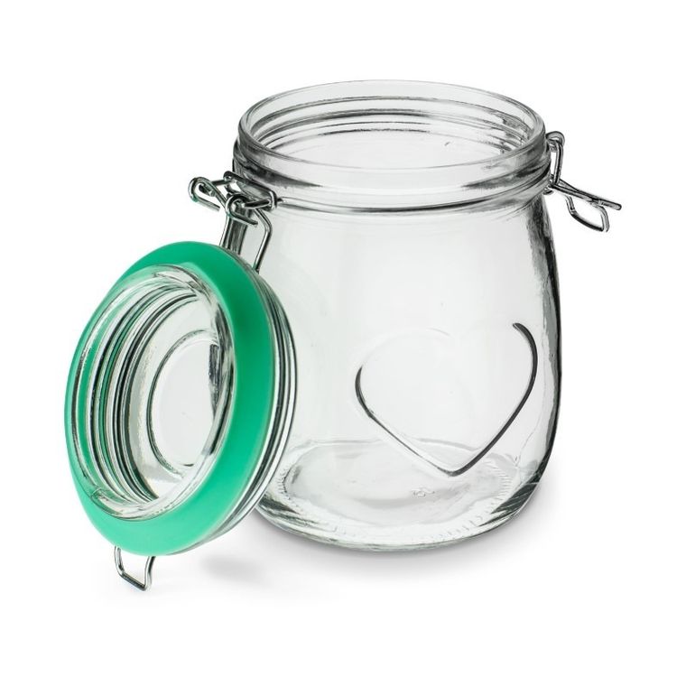 Tadar, Serce, słoik szklany z klipsem i silikonową uszczelką, 0,8 l
