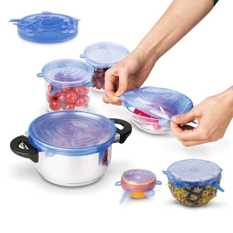 Tadar, silico komplet 6 pokrywek, niebieskie