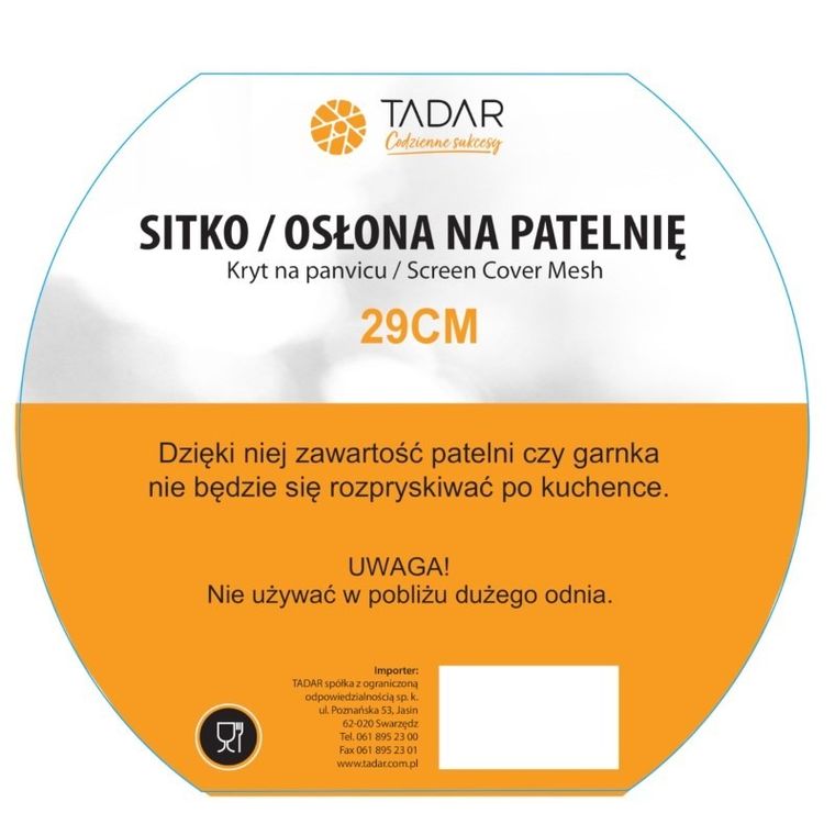 Tadar, sitko, osłona na patelnię, 29 cm