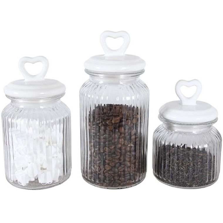 Tadar, słoik okrągły z pokrywą ceramiczną, serce, 1000 ml