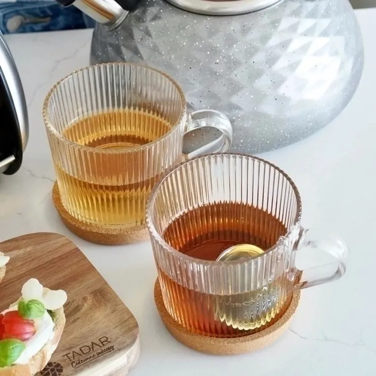 Tadar, Sue, komplet szklanych kubków, w paski, 450 ml, 6 szt.