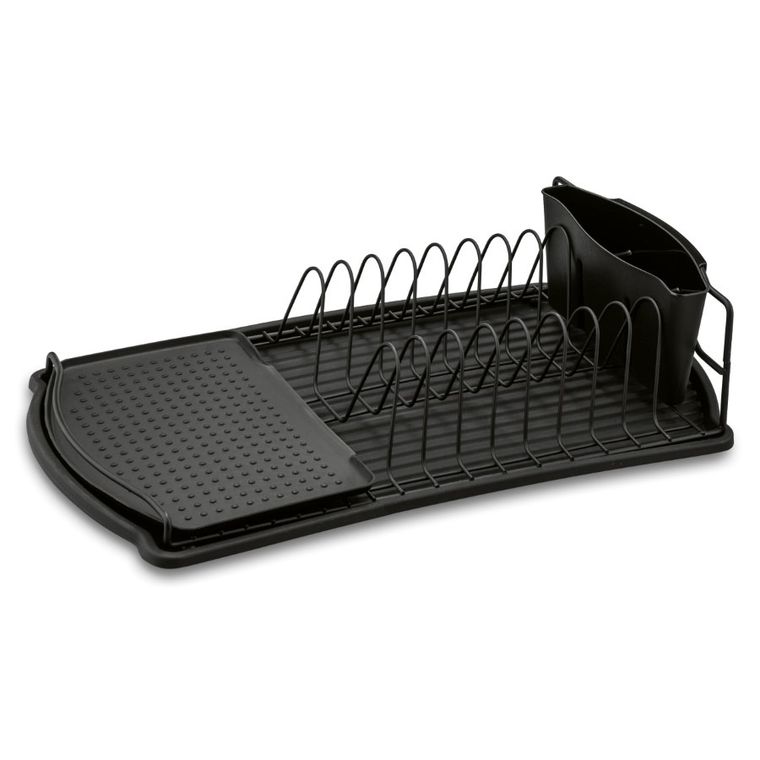 Tadar, suszarka do naczyń z tacą i ociekaczem, czarna, 47,5-26,5-11 cm