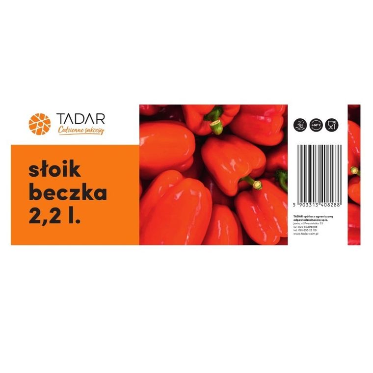 Tadar, szklany słoik beczka, 2,2l