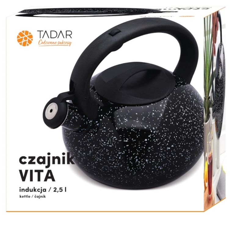 Tadar, Vita, czajnik nierdzewny, czarny marble, 2,5 l