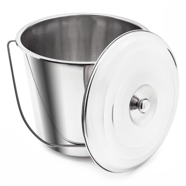 Tadar, wiadro nierdzewne + pokrywa, 15l