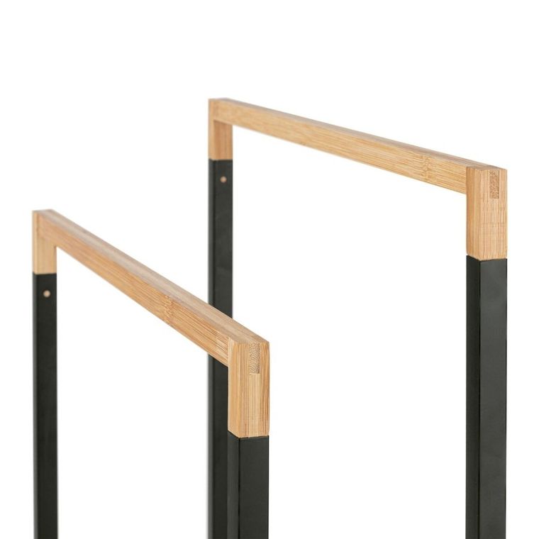 Tadar, Wood, wieszak na ręczniki, stojący, czarny, 45-21,5-76 cm