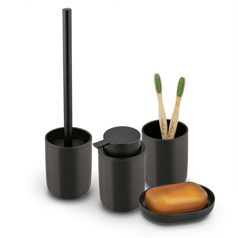 Tadar, zestaw łazienkowy, czarny mat, 4 elementy