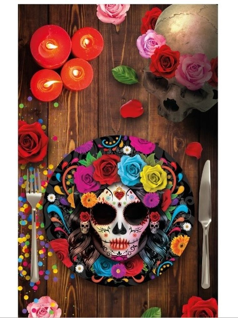 Talerzyki, meksykańskie Halloween, 23 cm, 6 szt.