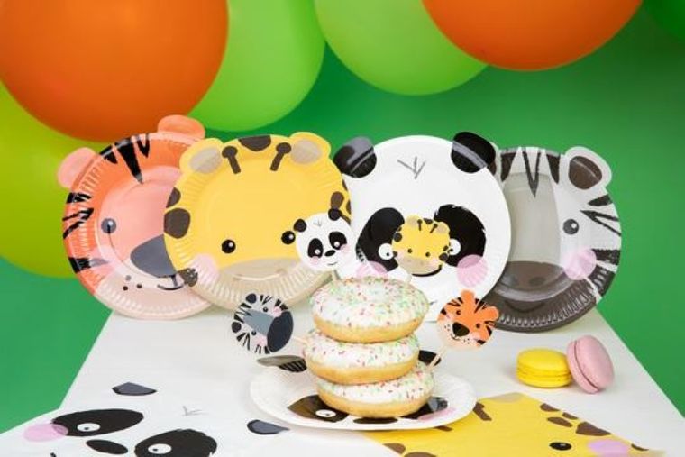 Talerzyki papierowe, zwierzątka, 18 cm, 4 szt.