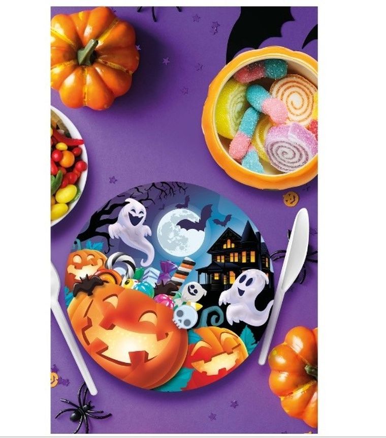 Talerzyki, wesołe dynie, 23 cm, 6 szt.