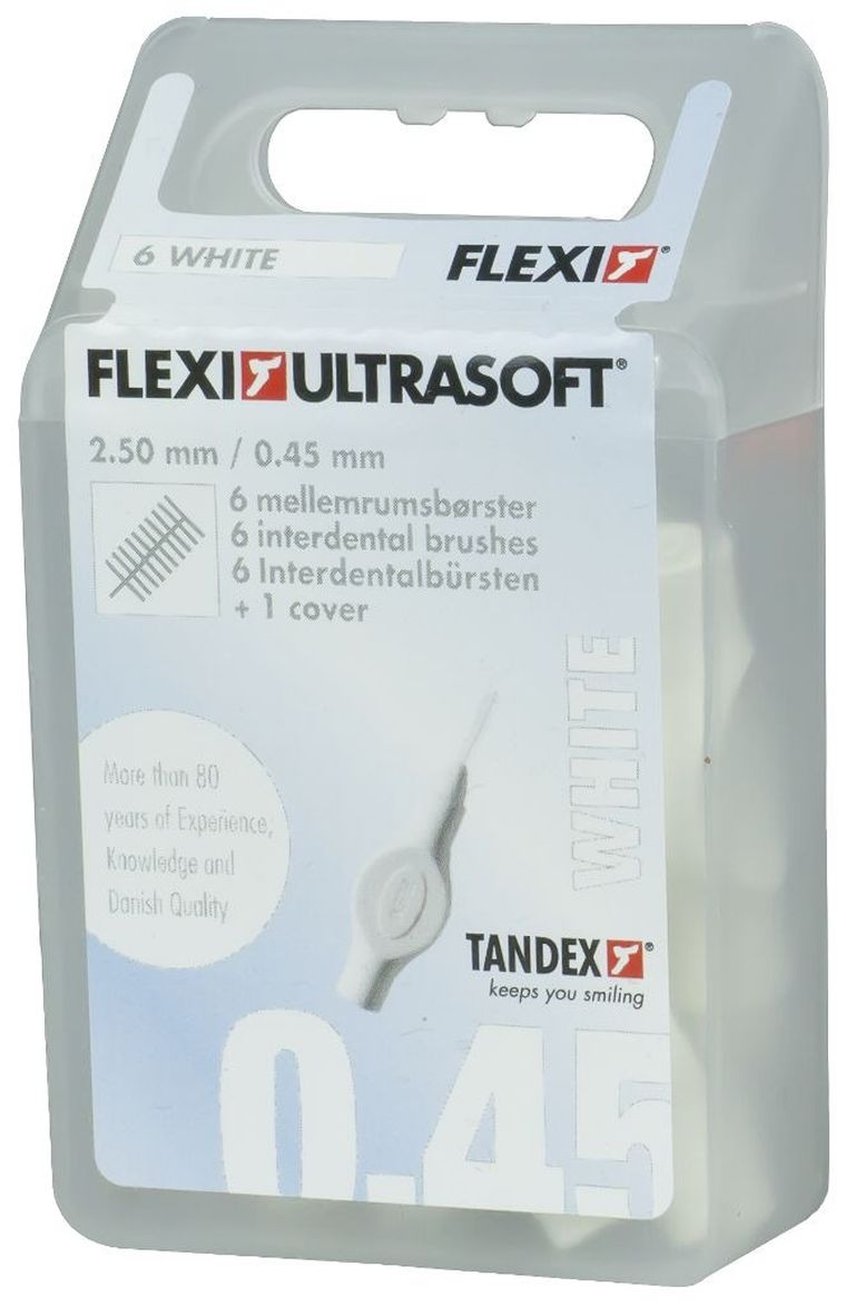 Tandex, czyściki międzyzębowe, Flexi 0,4-2,5 mm, ultra soft, Ultra Fine, white, białe, 6 szt.