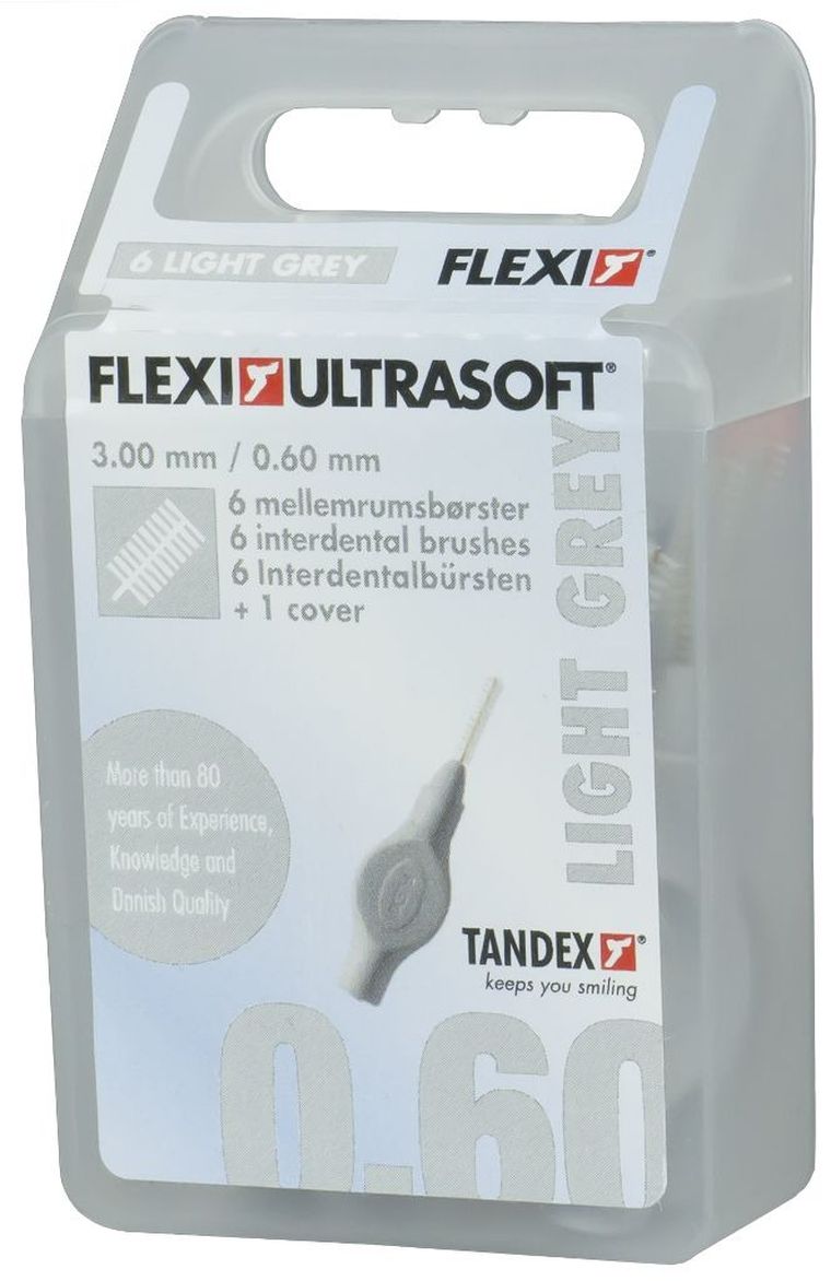 Tandex, czyściki międzyzębowe, Flexi 0,6-3 mm, ultra soft, Extra Fine, light gray, jasno szary, 6 szt.