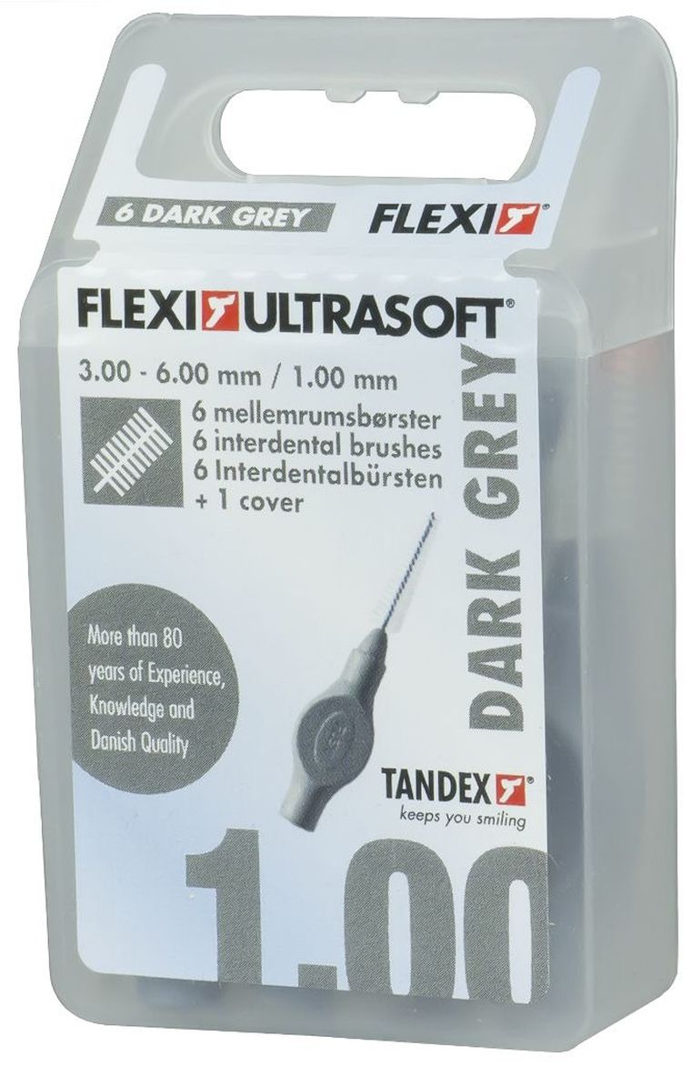 Tandex, czyściki międzyzębowe, Flexi 1-3-6 mm, ultra soft, Tapered, dark gray, ciemno szare, 6 szt.