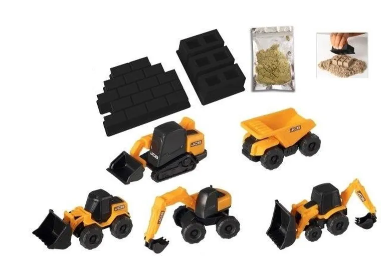 TeamsterZ, JCB, mini maszyny z piaskiem, 5 szt.