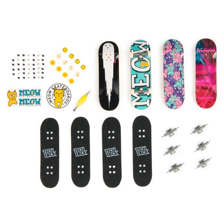 Tech Deck, Meow, fingerboard, deskorolki, 4 szt.