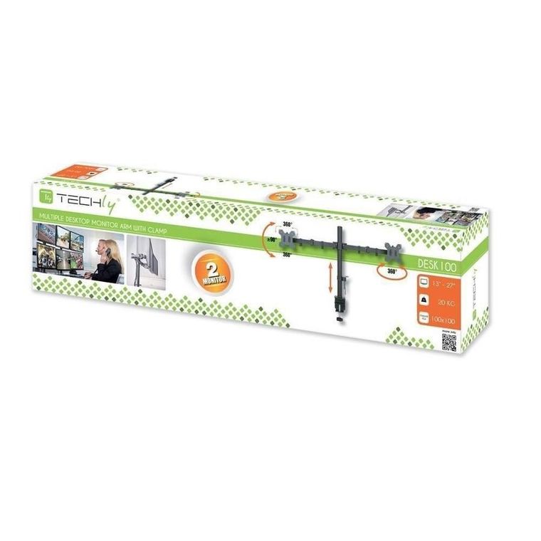 Techly, podwójne ramię biurkowe, LED/LCD 13-27"