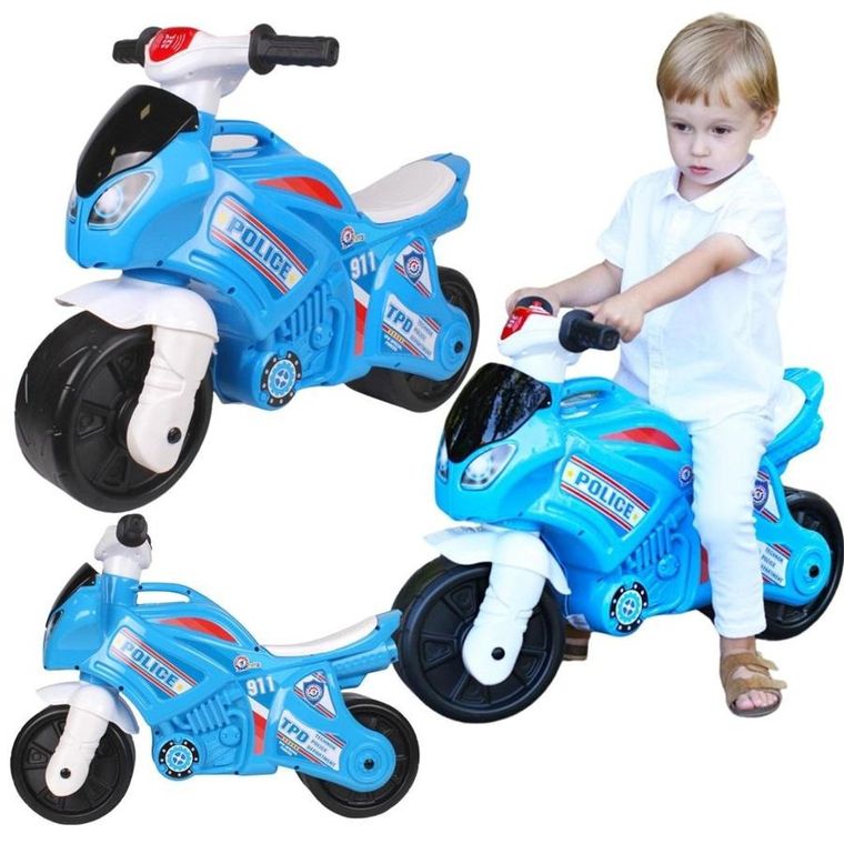 Technok, jeździk, motocykl, niebieski