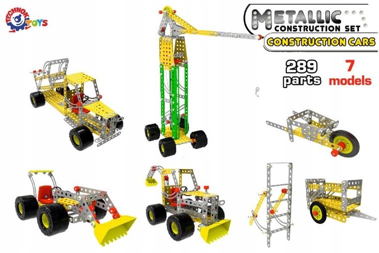 TechnoK, klocki konstrukcyjne, metalowe, pojazdy, 7w1, 289 elementów