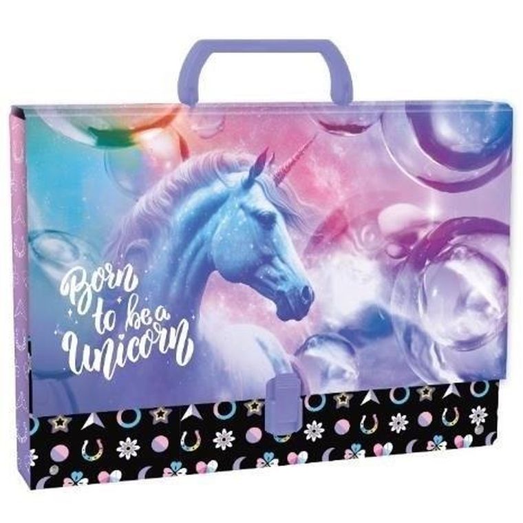 Teczka z rączką, twarda, A4, 5 cm, Jednorożec, 1 szt.