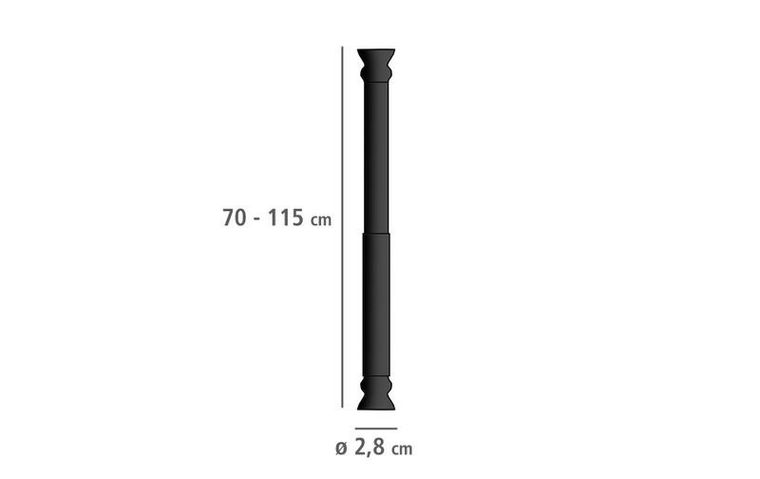 Teleskopowy drążek prysznicowy, 70-115 cm, czarny