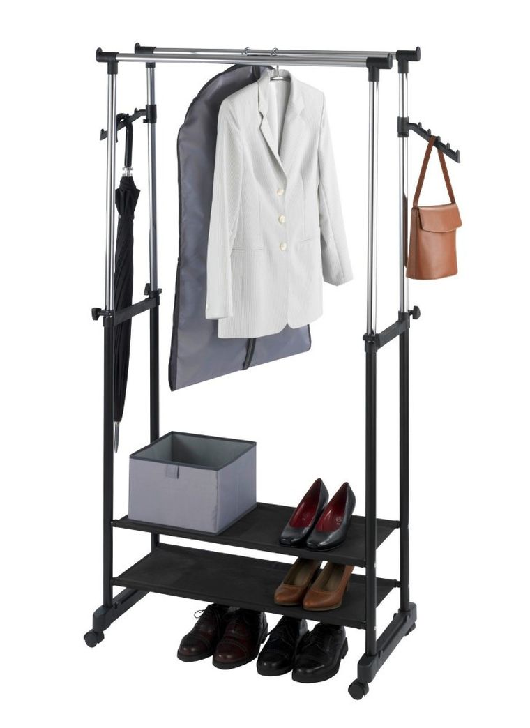 Teleskopowy wieszak na ubrania, szafa na kółkach