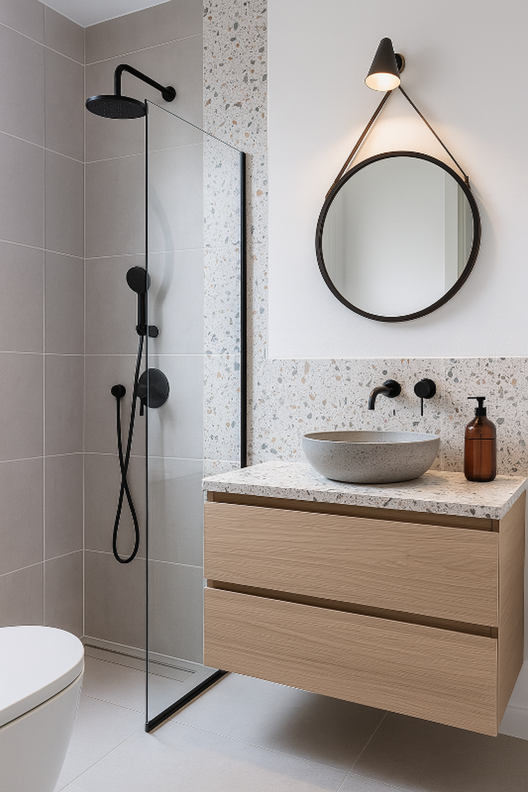 Tendance, lustro łazienkowe w bambusowej ramie, Lysa, ø 38 cm