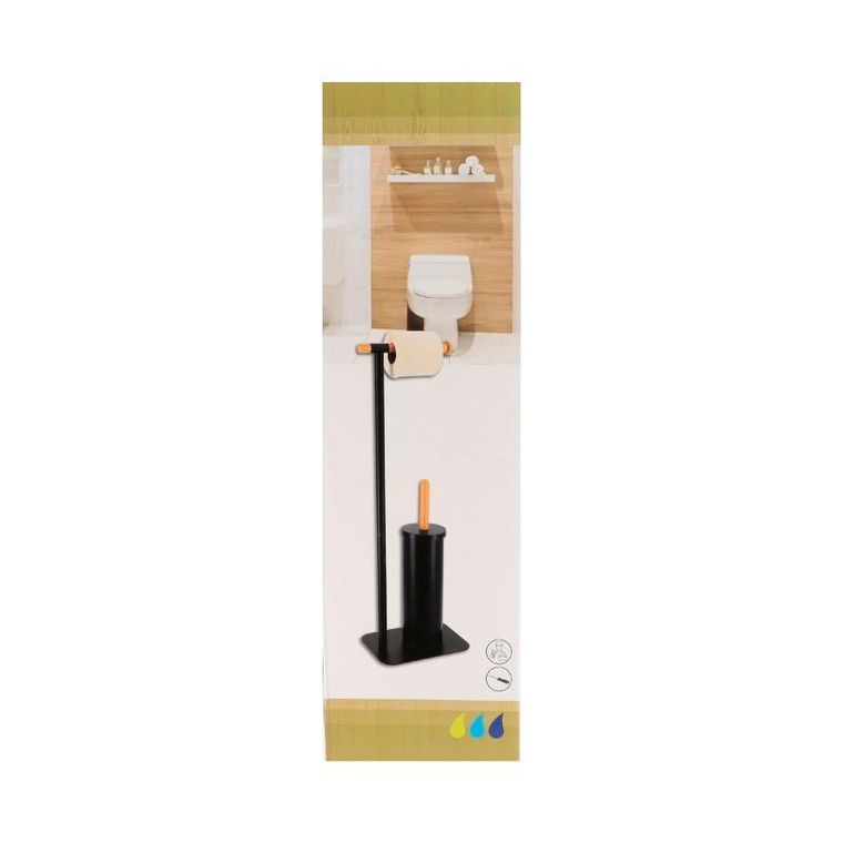 Tendance, metalowy stojak na papier toaletowy, z szczotką wc, mat, 69.5-22-16 cm