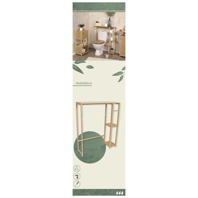 Tendance, regał nad pralkę toaletę, Trinidad, bambus/mdf, 79-23-95 cm