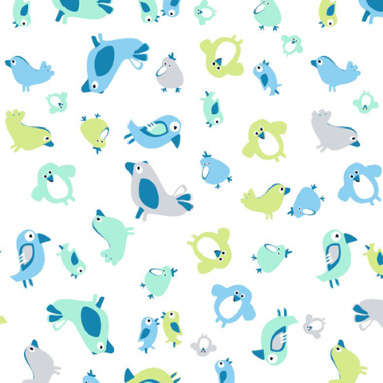 Texpol, Ptaszki niebieskie, pieluszka bambusowa, 120-120 cm, 170g