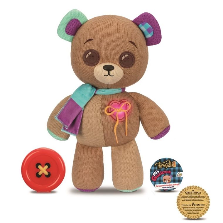 Thready Bear, Miś Guziczek, Miś z magicznymi guzikowymi oczami, maskotka interaktywna