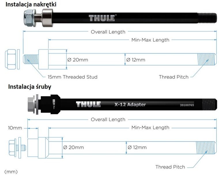 Thule, Thru Axle, adapter do osi Maxle, 209 mm