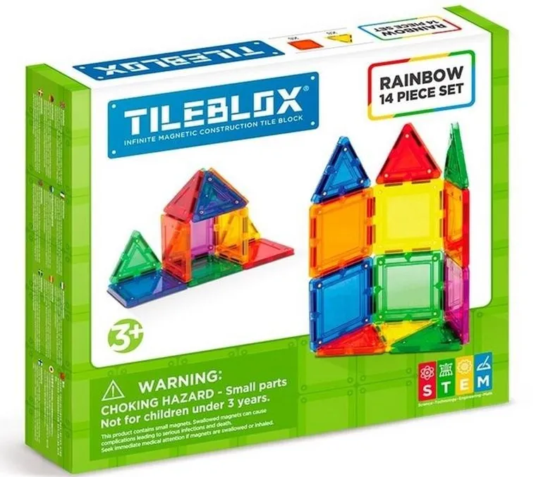 Tileblox, Zestaw tęczowy, klocki magnetyczne, 14 elementów