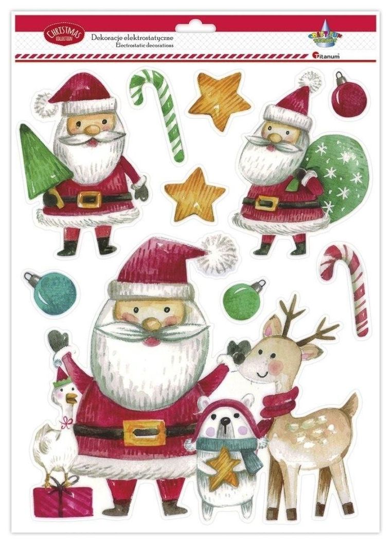 Titanum, dekoracje elektrostatyczne, mikołaje, 10 szt.