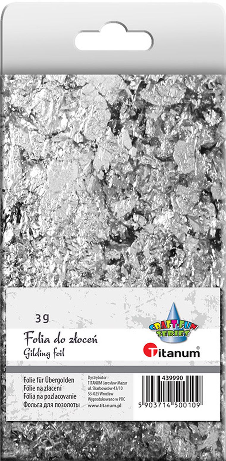 Titanum, folia do złoceń, srebrna w płatkach, 3g