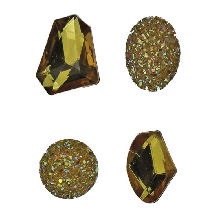 Titanum, kryształki samoprzylepne, naklejki, kamyki, złote, 16 szt.