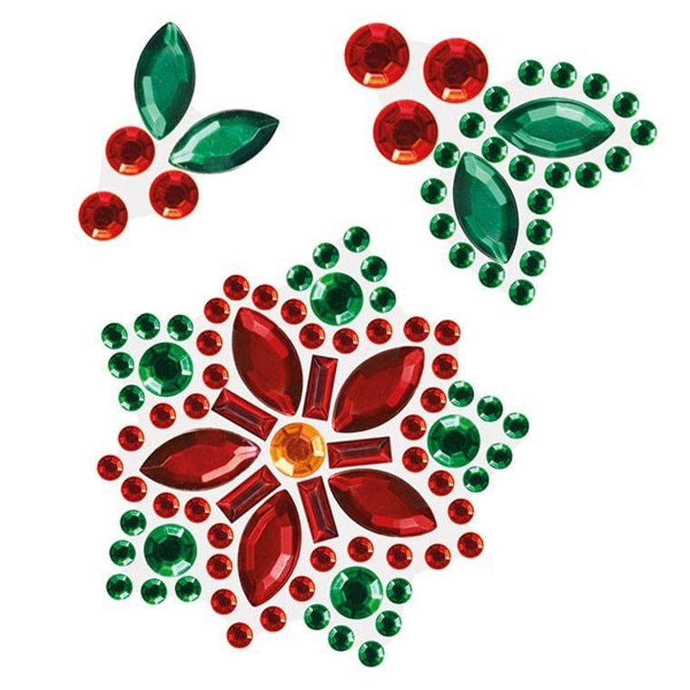 Titanum, kryształki samoprzylepne, poinsecje, 35-35 mm, 9 szt.