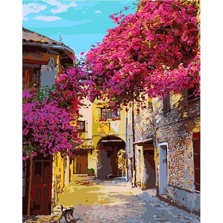 Titanum, malowanie po numerach, Uliczka z drzewam, 40-50 cm