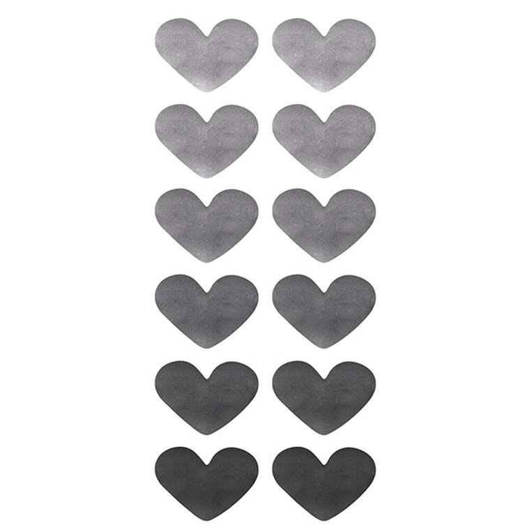 Titanum, naklejki foliowe, serca, srebrne, 12 szt.