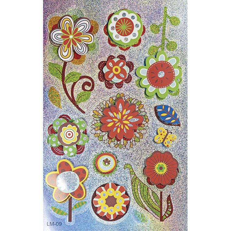 Titanum, naklejki foliowo-papierowe 3D, kwiaty, 14 szt.