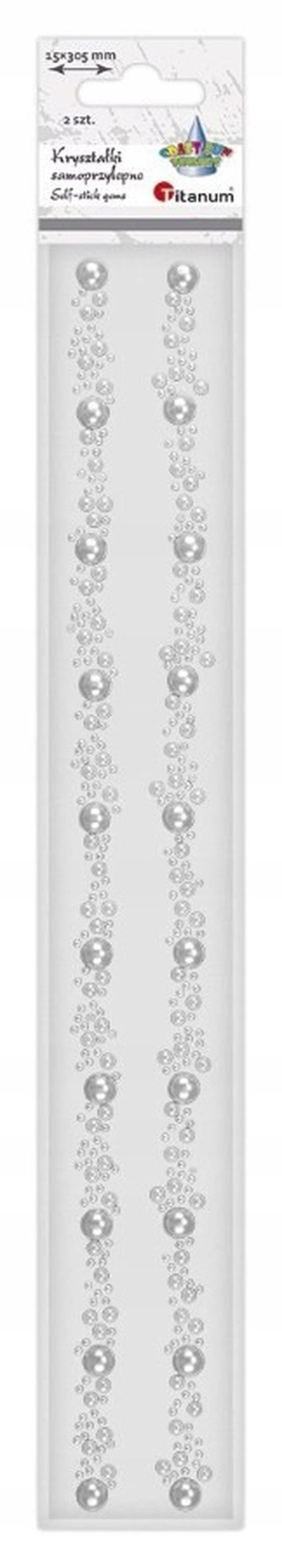 Titanum, perełki samoprzylepne, paski, białe, 2 szt.