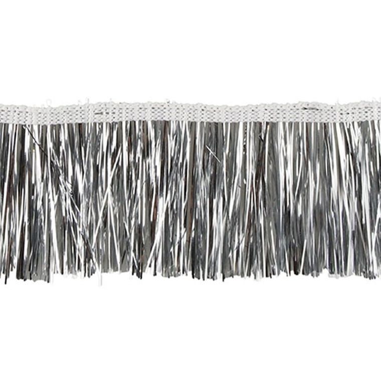 Titanum, taśma z frędzlami plastikowymi, srebrna, 40mmx1m
