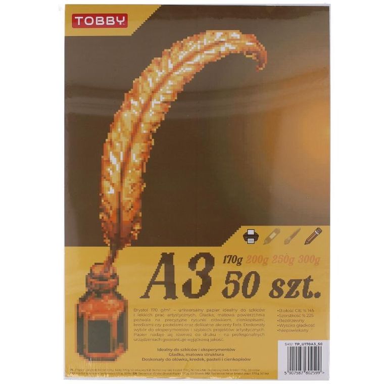 Tobby, brystol, A3, 170g, 50 arkuszy