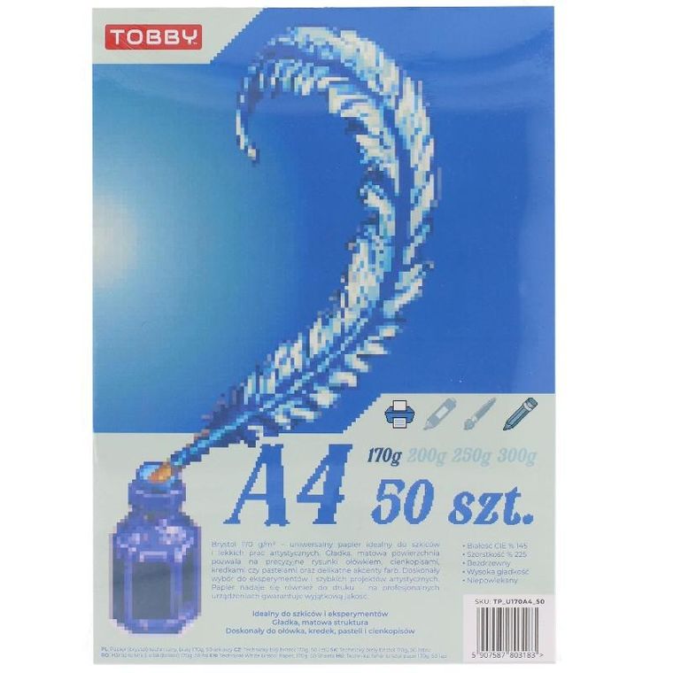 Tobby, brystol A4, 170g, 50 arkuszy