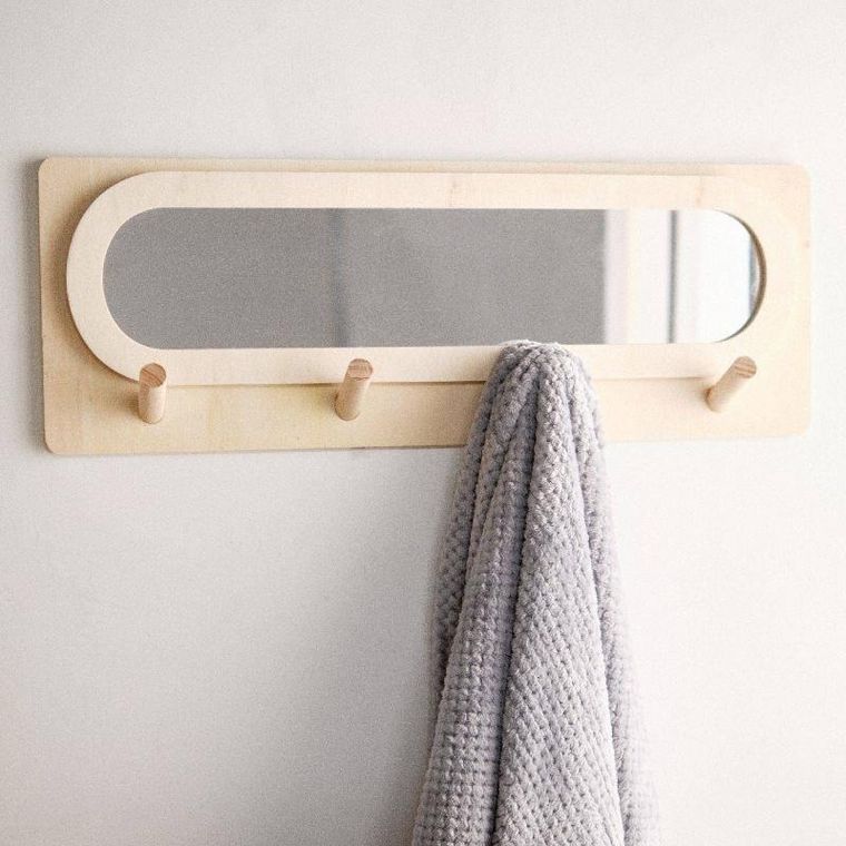 Today, wieszak ścienny do przedpokoju z lustrem, Simplicity, 75-47 cm